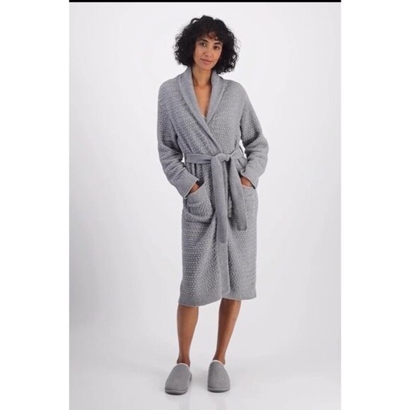 State of Day Women’s Textured Shawl-Collar Robe – Chiseled Gray M/L –NWT - Picture 2 of 8